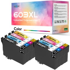 Patrone passend f�r Epson 603 XL / 8 St�ck BK CY MA YE / keine Originalpatrone