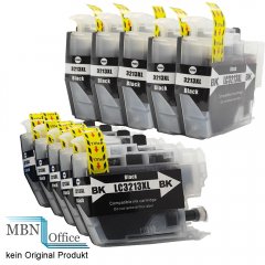 10x Brother LC3213 kompatible Druckerpatronen nur schwarz