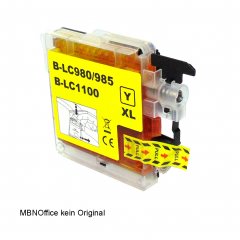 1 Brother kompatible Tintenpatrone LC980 LC985 LC1100 gelb