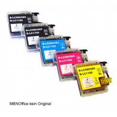 5x Brother kompatible Tintenpatronen LC980 LC985 LC1100 alle Farben
