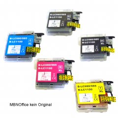 5 Brother kompatible Tintenpatronen LC980 LC985 LC1100 alle Farben