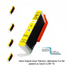 CLI581 XXL YE kompatible Canon-Tintenpatronen 5 St�ck