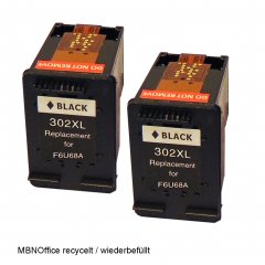 HP302BK XL recycelte Tintenpatrone 2 St�ck