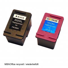 HP302 schwarz und farbig recycelte Tintenpatronen