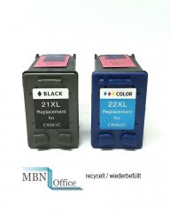HP21 und HP22 recycelte Tintenpatronen